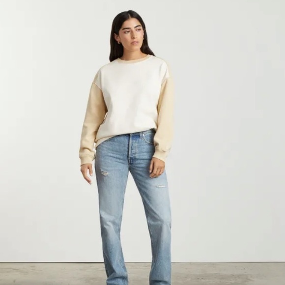 Everlane Track Oversized Crew in Cashew, Size Small - Picture 3 of 4